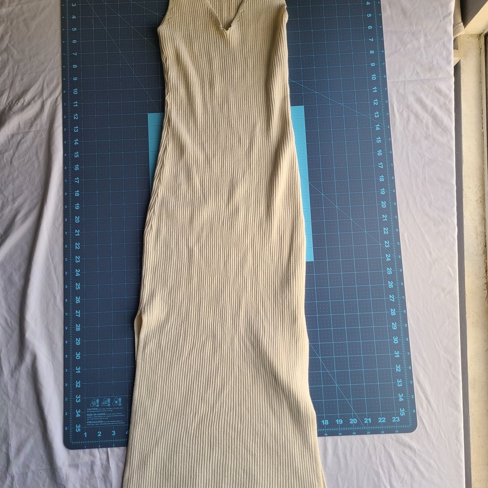 Womens Sleek Ribbed Sweater Dress Cream Capsule Wardrobe Versatile Chic Beachy